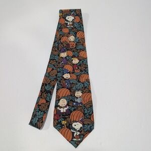 Vintage Peanuts Halloween Silk Tie Snoopy Charlie Brown Great Pumpkin USA Made